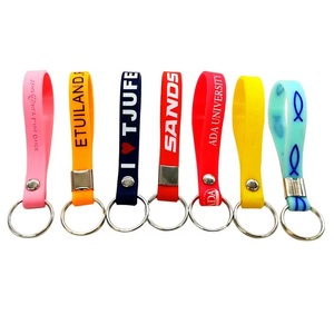 Cá nhân hoá tùy chỉnh thương hiệu logo mềm Silicone Vòng đeo tay dây đeo cổ tay với Keyring cao su ngắn dây buộc Keychain - Product Image 5
