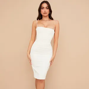 Vestido corto femenino de satén con tirantes finos para verano, traje Sexy de seda de lujo para mujer, corsé con tirantes finos, para fiesta