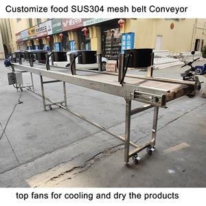 냉각 팬 소매 산업 전동 식품 등급 체인 컨베이어 고온 SS304 스테인레스 스틸 메쉬 벨트 컨베이어 - Product Image 2
