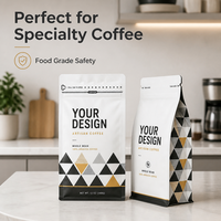 Sachet de café à design moderne, personnalisé et imprimé, pour l'emballage en gros des grains de café, 12oz 340g, pochette verticale avec fermeture éclair à languette de tirage