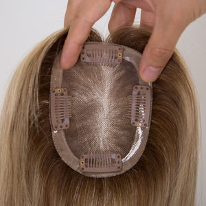 Stok Siap Kirim Rambut Brazil 3*4 100% Density Mono Base Topper Warna Sesuai Pesanan Mono Base Topper 100% Rambut Asli Manusia - Product Image 1