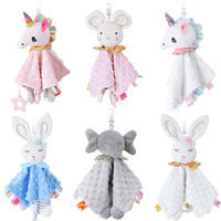Prix de Gros Doudou Bébé Licorne Élégant, Éléphant, Lapin en Peluche, Couverture Confortable pour Poussette, Jouets Doux et Neutres