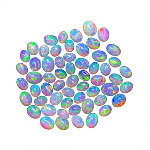โอปอลเอธิโอเปียธรรมชาติทรงรีเจียระไนขัดเงาหลายสี ขนาด 6x8 มม. น้ำหนัก 1 กะรัต พลอยหลวมสำหรับทำเครื่องประดับ - Product Image 3
