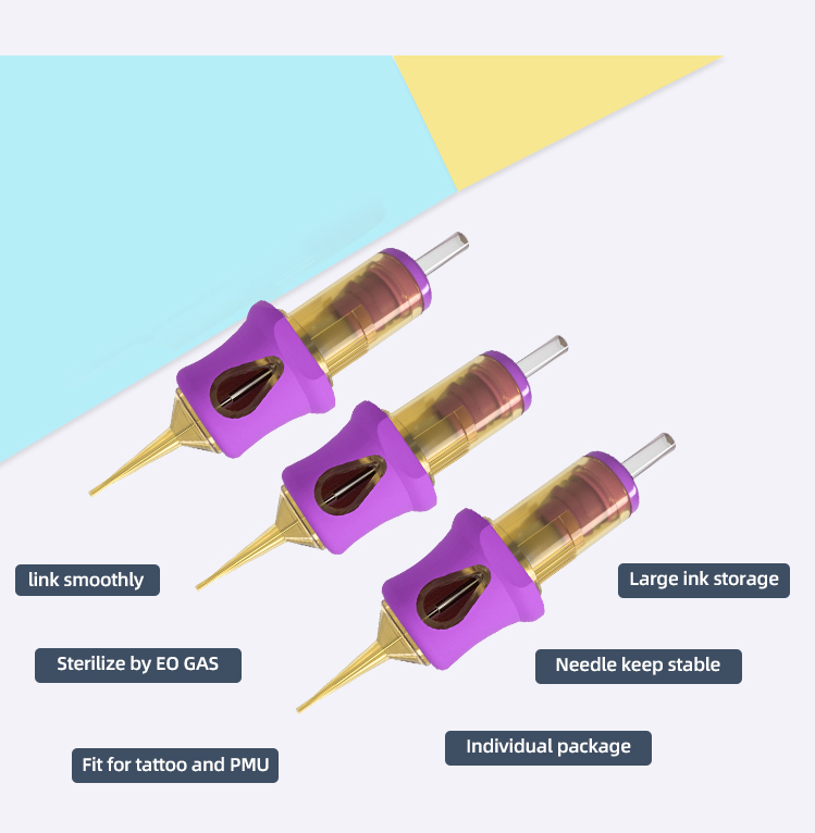Оптовая продажа, Премиум Фиолетовый картридж с иглой, одноразовый картридж с иглой для перманентного макияжа