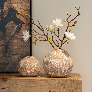 Jarrón de cerámica de estilo japonés Retro Old Niche Matt Glaze Mud-Colored para B & B Entrada Mesa Decoración del hogar Exhibición - Product Image 1