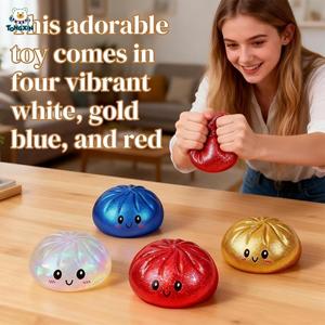 Boîte Mystère de Jouets <span class=keywords><strong>Anti</strong></span>-<span class=keywords><strong>Stress</strong></span> Sensoriels à Presser : Boules <span class=keywords><strong>Anti</strong></span>-<span class=keywords><strong>Stress</strong></span> Colorées, Squishies en Forme de Boulettes de Maltose Pailletées, Pains Vapeur Baozi CPC - Product Image 5