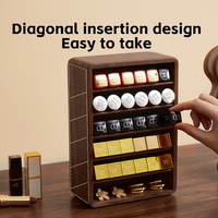 Boîte de rangement élégante, durable, moderne, en bois, portable, multifonctionnelle, finition brillante, pour rouge à lèvres, pinceaux de maquillage, organiseur pour la coiffeuse
