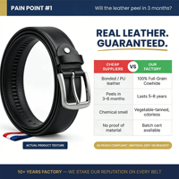 Ceinture en cuir véritable pour homme, boucle ardillon argentée, rouge, blanc, bleu, décontractée, affaires, OEM, ODM, vente en gros