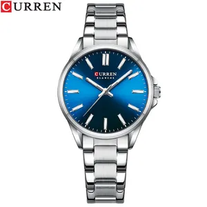 Женские наручные часы CURREN 9090, оригинальные роскошные часы для женщин, водонепроницаемые кварцевые элегантные женские наручные часы из нержавеющей стали