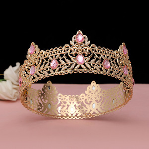 Vintage Royal Baroque Headband Birthday Headdress Cross Border Colored Crystal European and American <strong>King</strong> Men's Large <strong>Crown</strong> - Product Image 6