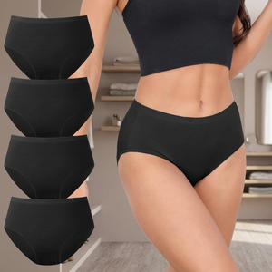 Lot de 6 culottes taille haute pour femme, en tricot fin, couleur unie, respirantes, pour usage quotidien, grandes tailles, douces et extensibles, décontractées - Product Image 4
