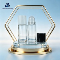Flacons vides en verre transparent de 50 ml, imprimés sérigraphiés, pour huiles essentielles, parfums et échantillons cosmétiques, avec bouchon à bille, vente en gros