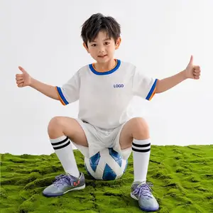 白色真正的Mandridd蓝色定制青年足球服儿童制服训练套装儿童足球套装