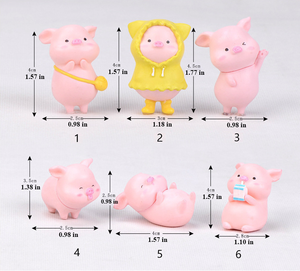 Figuras de Animales de Dibujos Animados, Cerdito con Impermeable Amarillo, Bolsa de Regalo, Adorno de Plástico para Escritorio, Decoración del Hogar, Regalo para Niños - Product Image 6