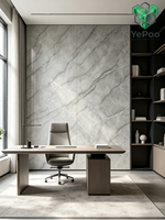 Panneau en cristal de carbone gris roche 8 mm, ignifuge, imperméable, faible entretien, revêtement mural extérieur commercial moderne pour cuisine
