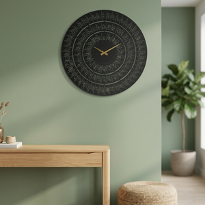 Horloge murale ronde en métal de style bohème islamique, design géométrique abstrait, mouvement silencieux à quartz, décoration de salon - Product Image 6