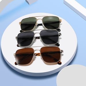 2025 nueva moda diseñador de lujo gafas de sol doble puente Vintage oro gafas de sol Retro logotipo personalizado gafas de sol de Metal para hombres - Product Image 2