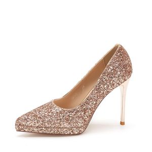 Escarpins à paillettes à bout pointu, talon aiguille super haut 8 cm, chaussures de mariée à enfiler, tendance mode - Product Image 5