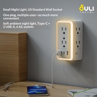 Stop Kontak Anti Lonjakan Tegangan dengan Lampu Sensor Cahaya, 6 Stop Kontak Ekstensi 24A, Anti Api