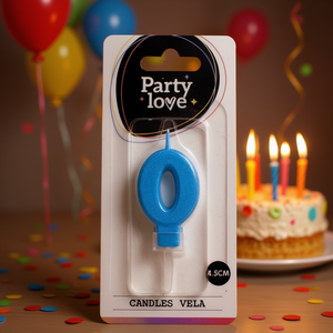 Bougie d'anniversaire Vela Party Love bleue numéro 0 de 4,5 cm - Product Image 3