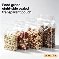 Op maat gemaakte kleurrijke, voedselveilige PE-zakken met achtzijdige verzegeling en ritssluiting, lage minimale bestelhoeveelheid, voor snacks, gedroogd voedsel, fruit en noten
