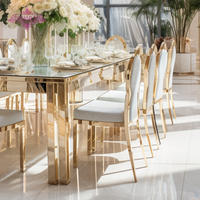 Chaise et Table de Banquet de Mariage de Luxe en Acier Doré de Haute Qualité pour Événements Extérieurs, Hôtels et Réceptions