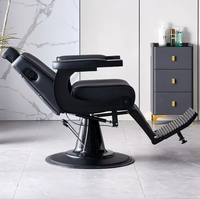 Chaise de barbier en cuir noir pour hommes équipement de salon de coiffure chaise de salon de coiffure