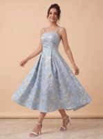 Robes de Soirée Jacquard pour Invitées de Mariage, Robes de Bal en Satin Froncé pour Femmes, Robe de Soirée Personnalisée Mi-Longue, Robe de Bal Formelle