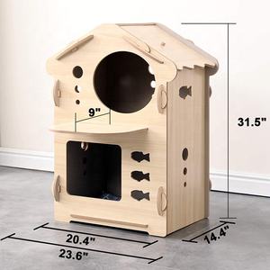 Amazon FAI DA TE Fornitore Della Cina di Legno Coperta Pet Letto Casa Condominio con il Rilievo per il Gatto e il Cane - Product Image 6
