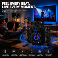    Sistem Speaker Home Theater Surround Sound dengan Layar LED, Tuner FM, Input USB/SD, dan Remote Control