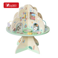 Table d'activités en bois colorée et écologique Okeykids pour enfants, jeu de cuisine d'imitation pour le développement sensoriel et cognitif, vente en gros B2B W12D751