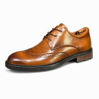 Chaussures Derby Brogue pour Hommes Prêtes à l'Expédition, en Cuir de Vachette Véritable, Semelle Extérieure en Caoutchouc Épais Antidérapant, Expédition Rapide en 48H