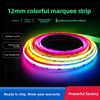 Bande lumineuse LED COB 720 de 12 mm à effet de poursuite, basse tension, multicolore, à contrôle intelligent, pour éclairage paysager et défilement de texte