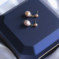 Boucles d'oreilles baroques en or véritable, perles baroques roses naturelles, eau douce, 10-12mm, vente en gros, nouvelle collection