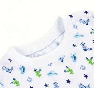 Pyjama de Pâques pour bébés garçons, style western cowboy bleu, personnalisé, vêtements de nuit pour enfants - Product Image 6