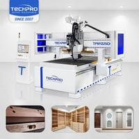 Machine de fraisage CNC ATC multifonctionnelle pour portes d'armoires et meubles, avec broche horizontale et usinage latéral sur quatre côtés