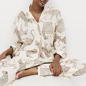 Ensemble de pyjama pour femmes, vêtements de détente personnalisés, vêtements de nuit, coton biologique, chemise imprimée léopard - Product Image 2