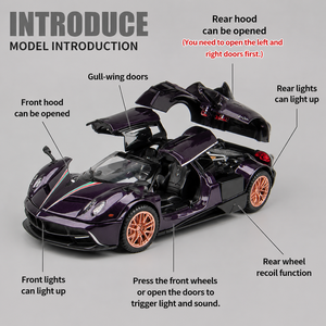 รถสปอร์ต Pagani China Dragon รุ่น 1 32 อัลลอยด์ ของเล่นโลหะสุดเท่ พร้อมเสียงและไฟ สำหรับเด็ก ของสะสม ของตกแต่ง สีสันสวยงาม - Product Image 5