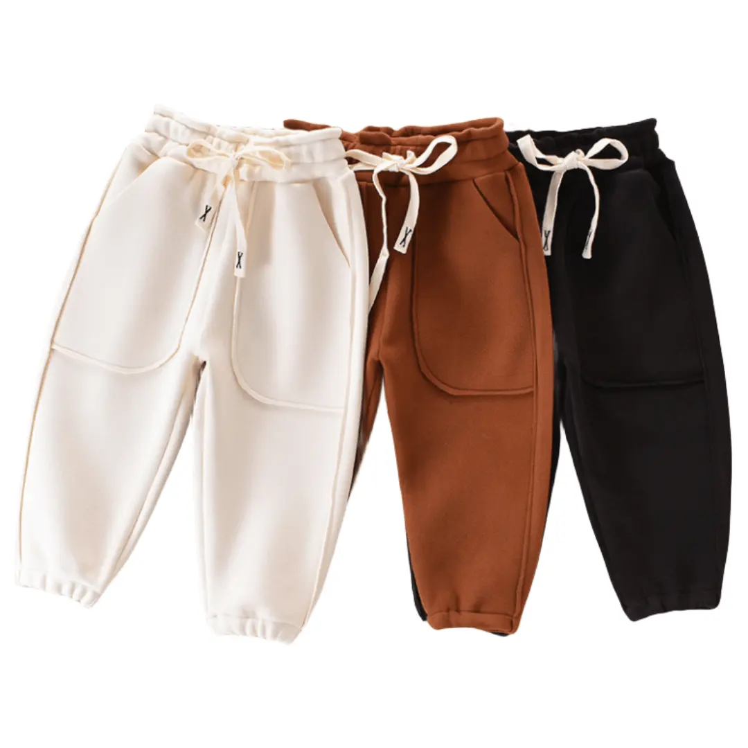 Children's Spring Autumn Padded Trousers 2024 New Warm Boys And Girls In Small Children Loose Fashion Sweatpants