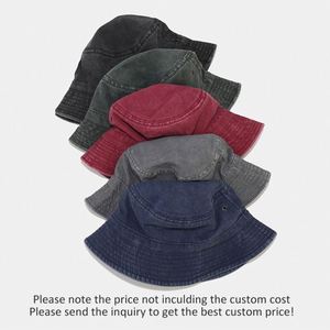 Custom Logo Washed Cotton Vintage <b>Bucket</b> <b>Hat</b> Women Outdoor Flat Top Fisherman <b>Bucket</b> <b>Hat</b> for <b>Men</b> - Product Image 4