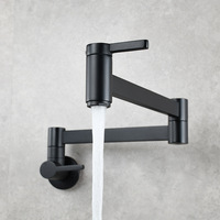 Moderne Flexible En Laiton Cuisine Pli Robinet D'eau Noir Mat Pot Filler Robinet