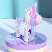 Ours fluide peint licorne tirelire blanche en résine pour le bricolage, jouet graffiti pour les activités familiales des enfants, décoration d'intérieur