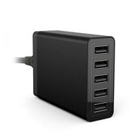 Hub de charge USB 5 ports 40W avec tension d'entrée CA 100-240V mondiale, adaptateur de chargeur de téléphone portable USB 5V 8A