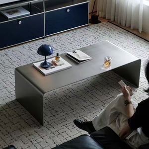 <span class=keywords><strong>Tavolino</strong></span> <span class=keywords><strong>da</strong></span> Caffè Moderno Minimalista in Acciaio Inossidabile, Rettangolare, Non Richiede Montaggio, Ottima Scelta per l'Arredamento del Soggiorno - Product Image 2