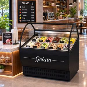 Vitrina Refrigerada Comercial para Helados y Gelatos con Vidrio Curvo para Tiendas de Gelatos - Product Image 5