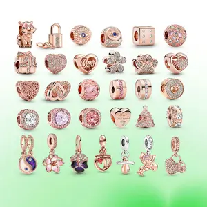 2023 New Necklace Opal Rose Gold Heart Pearl Pendant Flower and Love Pendant Margarita Rabbit Charm DIY bracelet