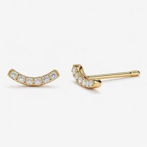 Aretes de Diamantes con Barra Curva de Oro de 14K DHANI JEWELS, Claridad VS, Piedras Naturales, Hipoalergénicos, Joyería Fina de Alta Gama - Product Image 3