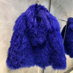 Giacca corta in 100% pelle di agnello, soffice <span class=keywords><strong>cappotto</strong></span> in <span class=keywords><strong>pelliccia</strong></span> di pecora da donna con scollo a V - Product Image 3