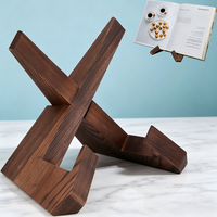 Support de livre de recettes design croisé - Texture bois, porte-recettes en bois - Présentoir multifonctionnel, décoration de comptoir de cuisine