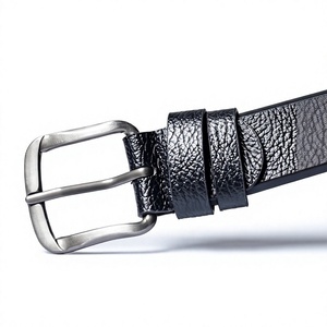 Cinturón de Cuero Genuino de Piel de Vaca para Hombre con Hebilla Cuadrada de Aleación, Logotipo Personalizado, Estilo Formal y Casual, 3.4cm de Ancho - Product Image 4